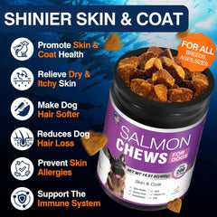 Omega 3 Skin and Coat Supplement for Dogs 200 Chews Dog Fish Oil Supplements with EPA & DHA Fatty Acids Dry Skin Relief for Dogs Shedding Allergy Itching Promotes Heart Hip Joint Health Chicken Flavor