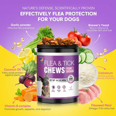 Dog Flea and Tick Treatment Chewable 200 Treatment Chews Natural Soft Chew Fleas Ticks Treatment Dog Oral Chewables Support Supplement Breeds and Ages Dogs Chicken Flavor